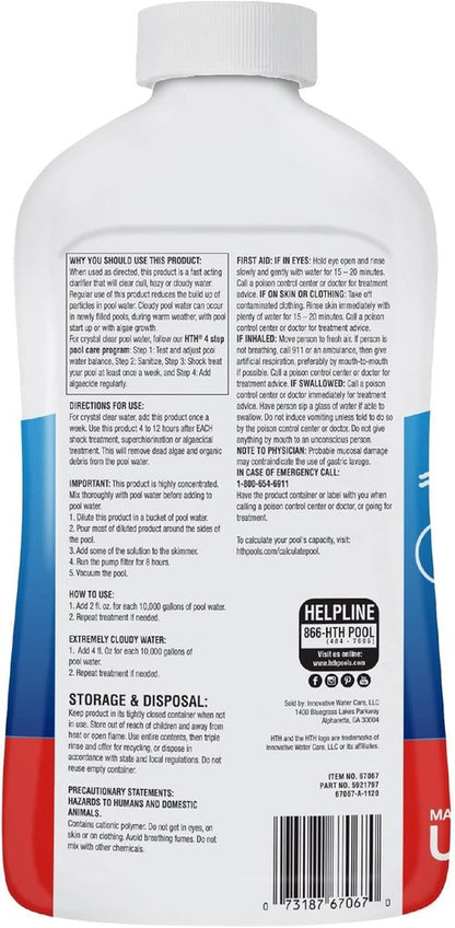 HTH 67067 Swimming Pool Care Clarifier - Achieve Crystal Clear Water in Just 24 Hours