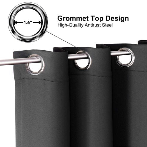 ChrisDowa Small Window Curtains 50 inches Long for Bedroom - Grommet Short Thermal Insulated Room Darkening Curtains for Kitchen (2 Panels, Dark Grey, 29 x 50 Inch)