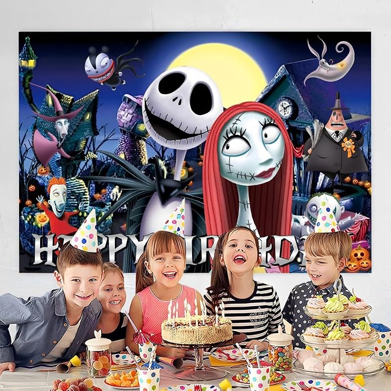 Nightmare Before Christmas Wall Decor for Kids Birthday Party - 5x3ft Backdrop