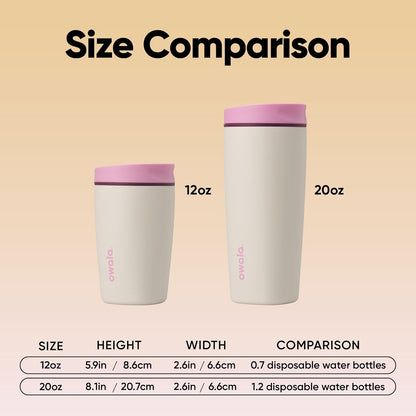Owala SmoothSip Coffee Tumbler - Insulated Stainless Steel, BPA Free, 20 oz, Pink/Tan (Daybreak)