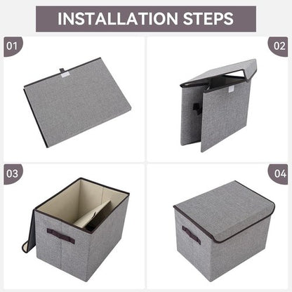 Bagnizer Collapsible Storage Bins - Large 17" 42 Quart Fabric Boxes with Lids | 3-Pack, Gray Closet Organizers