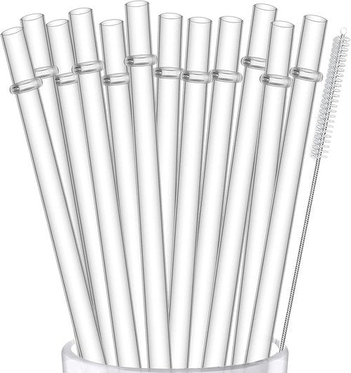 ALINK Reusable Hard Plastic Clear Straws - 10.5 Inch Long for 16-30 OZ Tumblers | Includes Cleaning Brush