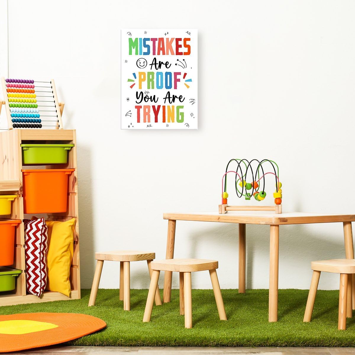 Skiennix Inspirational Wall Art - "Mistakes Are Proof You Are Trying" Canvas Decor for Therapy & Classroom | Motivational Design