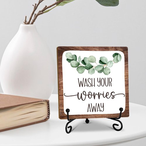 5" Bathroom Decor, Wash Your Worries Away Sign, Funny Bathroom Laundry Room Decor, Bathroom Guest Bathroom Decoration, Funny Toilet Washroom Plaque Sign Decor-A06