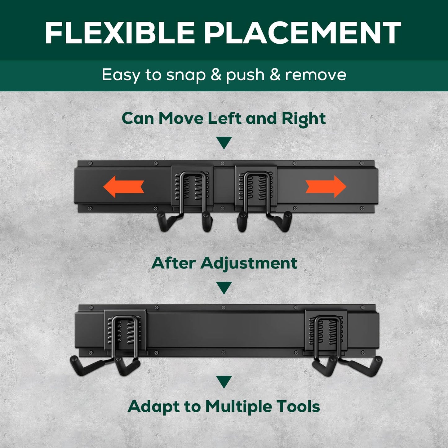 VICHTOP Garage Garden Tool Organizer Wall Mount,48 Inch Garage Organizer Wall Mounted Storage System with 7 Layer Hooks,Max 440lbs Adjustable Metal Hooks,Home Gift