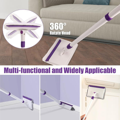 Skiennix Baseboard Cleaner Tool - 60" Extendable Handle with 5 Reusable Pads for Easy Cleaning