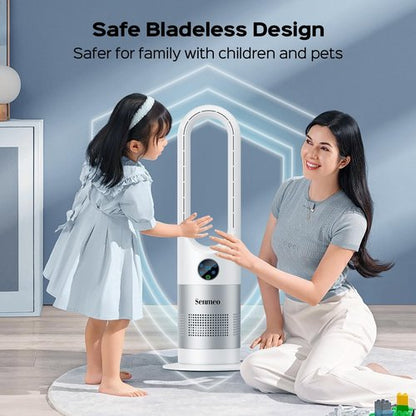 Bladeless Fan - 26" Tower Fan with Remote Control, 8 Speeds & 90° Oscillation | Quiet & Easy to Clean