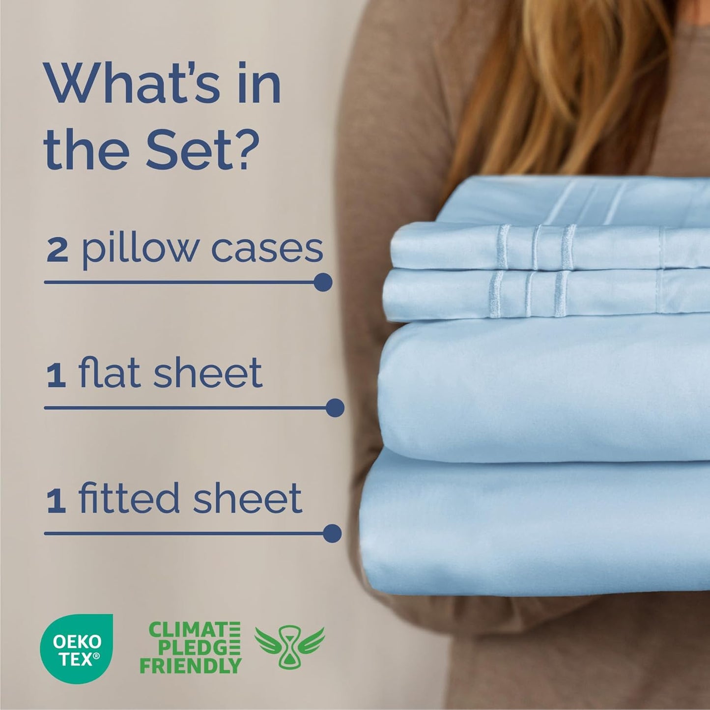 Queen Size 4-Piece Sheet Set by [Brand Name] - Comfy, Breathable & Cooling Bedding - Soft, Wrinkle-Free, Deep Pockets - Light Blue