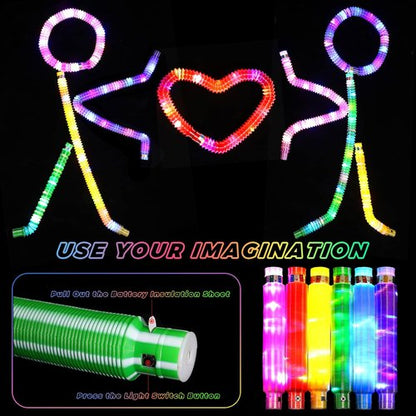 Gigilli Glow Sticks Party Favors - 12 Pcs Light Up Pop Tubes & Glow Necklace Bracelets | Fun Easter Basket Stuffers