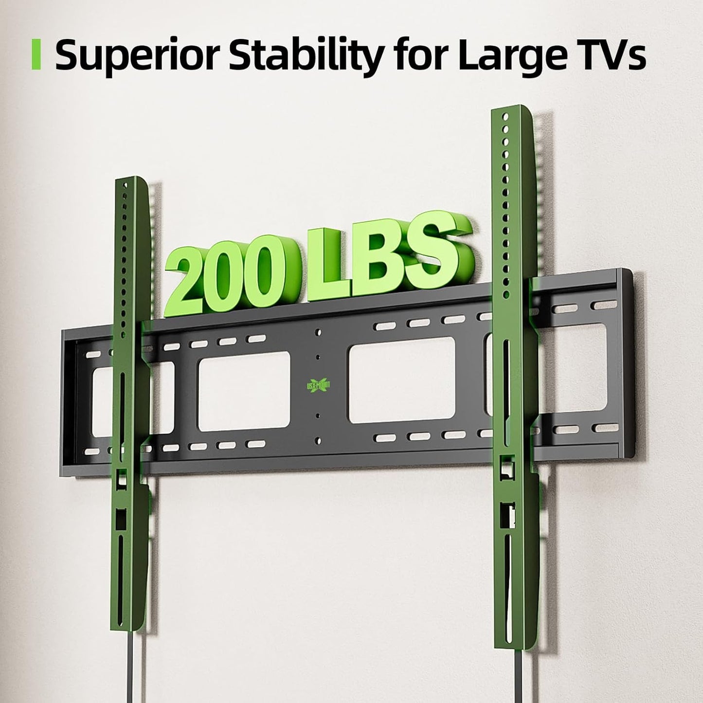 USX MOUNT Heavy Duty Fixed TV Wall Mount | Fits 65-100 Inch Flat TVs, Max Load 200 Lbs, Low Profile Design