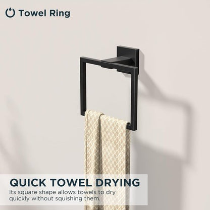 FORIOUS Toilet Paper Holder Set - Wall-Mounted SUS 304 Stainless Steel with Pivoting Design | Matte Black Finish
