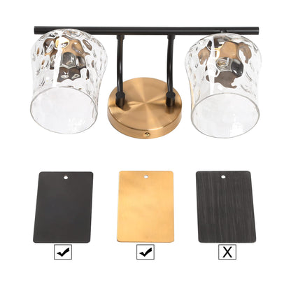 ZEVNI Bathroom Vanity Light, Black and Gold Vanity Light, 2-Light Bathroom Lights Over Mirror with Hammer Glass Shades