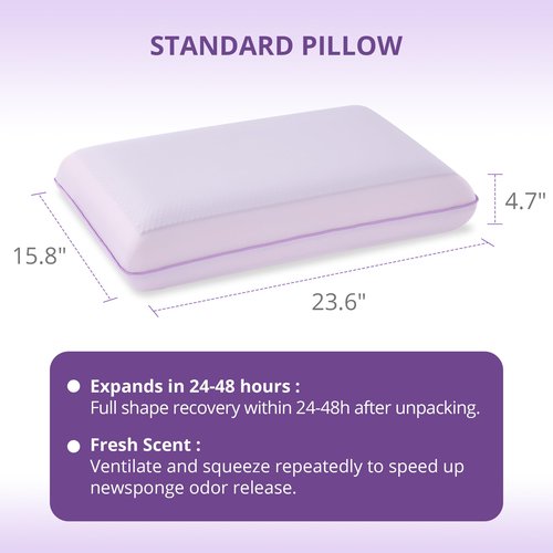 Cooling Pillow for Sleeping, Gel Memory Foam Pillow with Reversible Cover, Neck Support for Side, Back and Stomach Sleepers, Removable & Machine Washable Cover, Bed Pillows for Hot Sleepers, Purple