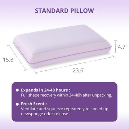 Cooling Pillow for Sleeping, Gel Memory Foam Pillow with Reversible Cover, Neck Support for Side, Back and Stomach Sleepers, Removable & Machine Washable Cover, Bed Pillows for Hot Sleepers, Purple
