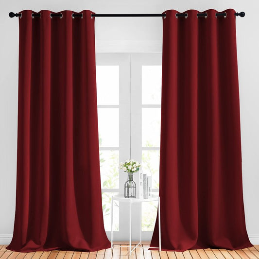 NICETOWN Extra Long Blackout Drapes - (52 inches by 120 inches, Burgundy Red, Set of 2) Window Treatment Light Blocking Privacy Curtain Panels for Home Decoration