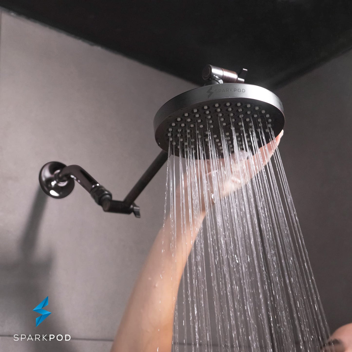 SparkPod Shower Head - High Pressure Rain - Premium Quality Luxury Design - Easy Clean Adjustable Replacement for Your Bathroom Shower Heads (Vintage Oil Rubbed Bronze, 6 Inch Round)