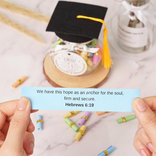Graduation Bible Verses Jar with Grad Hat, High School, College Graduation Gifts, Class of 2026 Decorations, 2026 Graduation Gifts from Mom, Dad