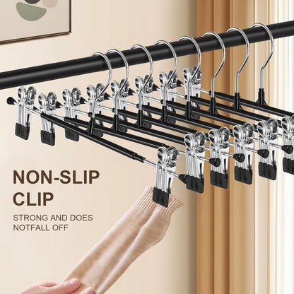 POZEAN Pants Hangers - 30 Pack Adjustable Heavy Duty Clips for Skirts & Trousers | 12-Inch Black