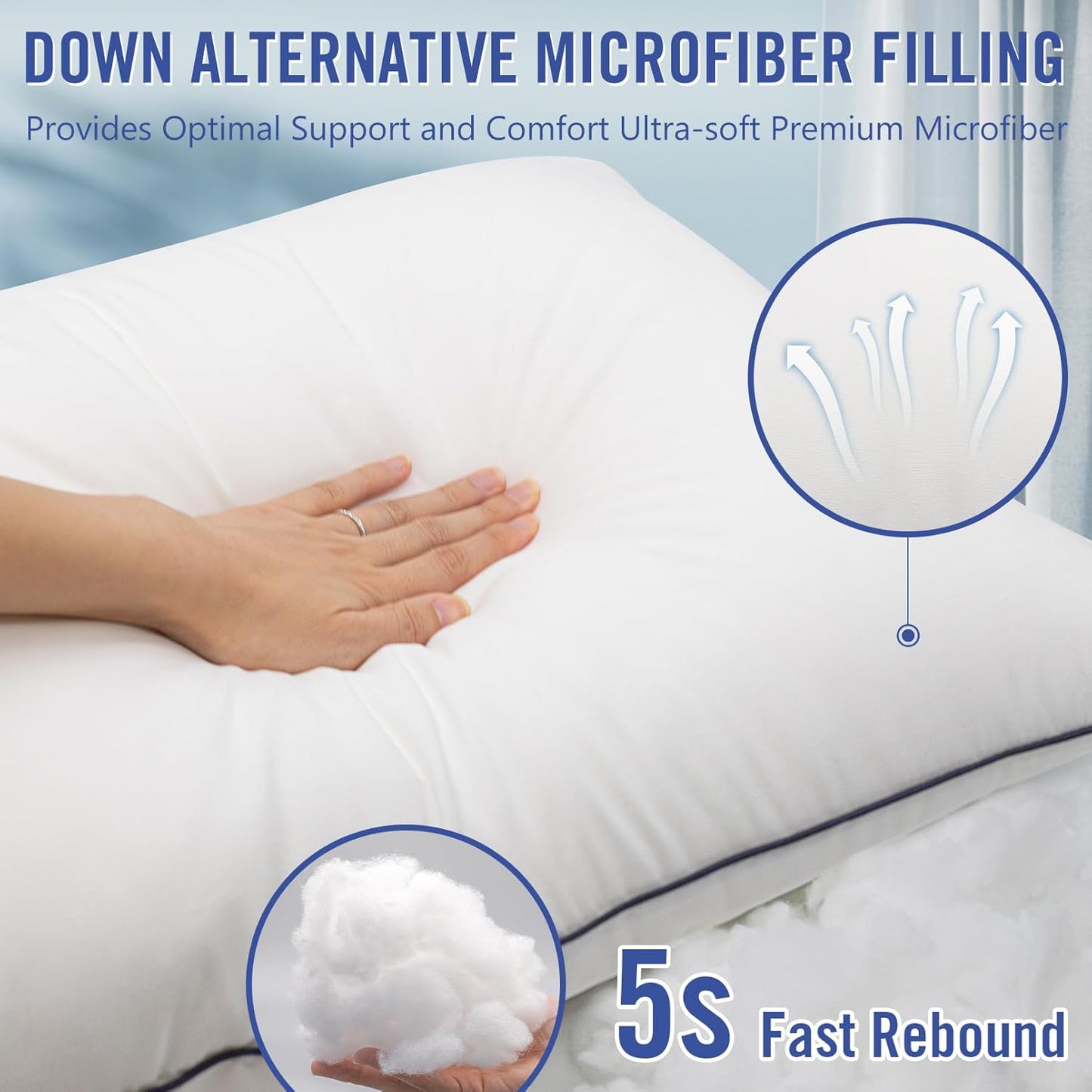 Vorouhals Hotel Collection Bed Pillows - Cooling Down Alternative | 2-Pack Standard Size for All Sleepers