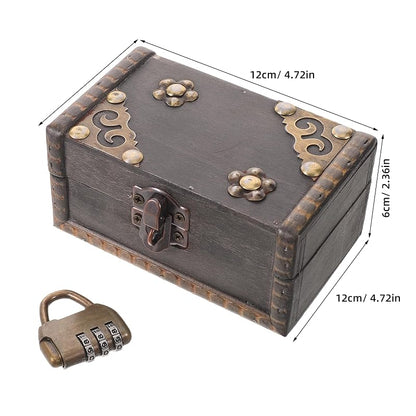 Vintage Wooden Jewelry Box for Escape Room Props & Evidence