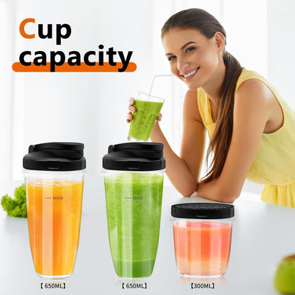 Skiennix 900W Blender - Personal Smoothie Maker with 3 Portable Cups for Juices & Frozen Drinks