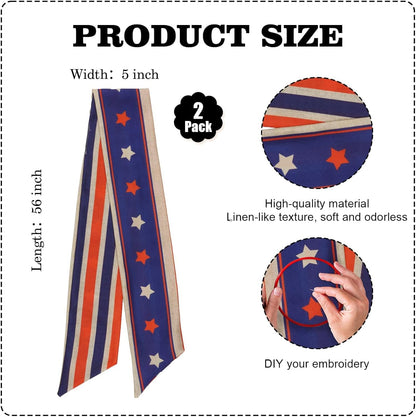 YKW Patriotic Wreath Sash - Premium Multi-Layer Red, White & Blue Stars & Stripes | 5" W x 56" L for 4th of July Decor