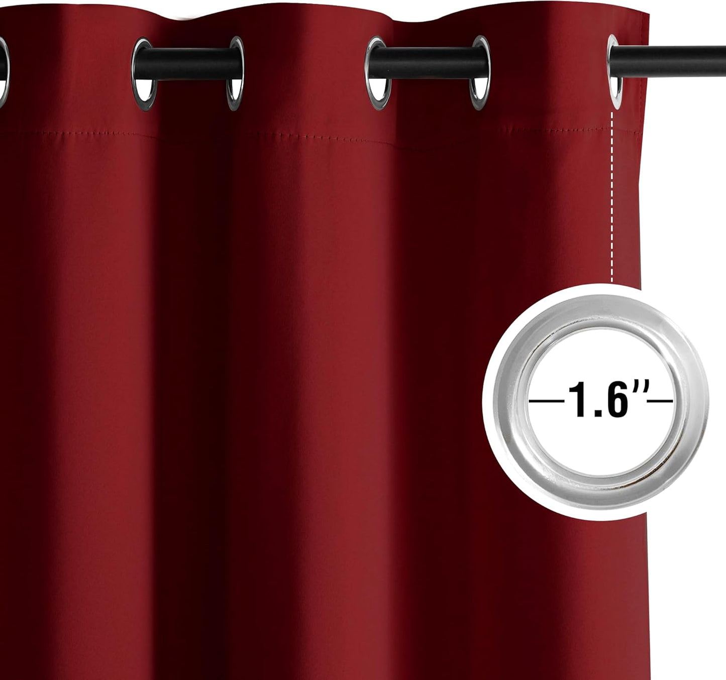 NICETOWN Room Darkening Curtains - Burgundy Red Drapery Panels, 2 Pack | W52 x L84
