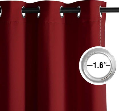 NICETOWN Room Darkening Curtains - Burgundy Red Drapery Panels, 2 Pack | W52 x L84