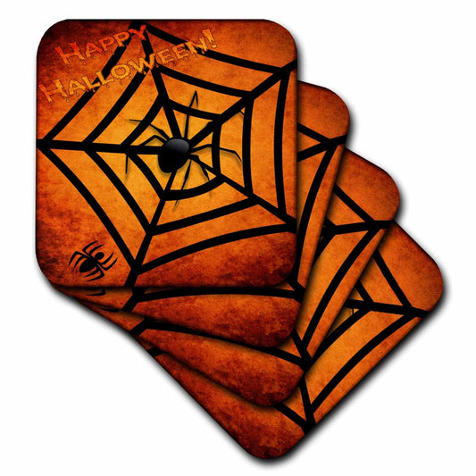 3dRose cst_24192_1 Spiders on Halloween Soft Coasters, Set of 4