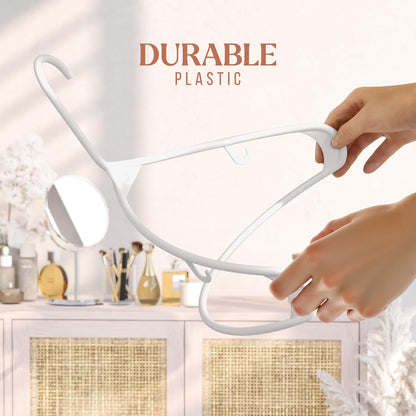 Plastic Hangers 20 Pack - Space-Saving Clothes Hangers for Coats & Closet Essentials - White