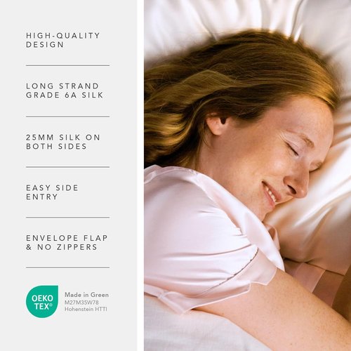 Fishers Finery 100% Pure Mulberry Silk Pillowcase Set - Luxurious White King Size, 2 Pack
