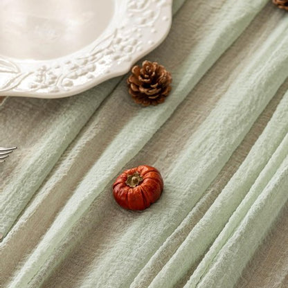 Keketoarrange Sage Green Table Runner - Rustic Boho Cheesecloth for Weddings & Events | 120 Inch