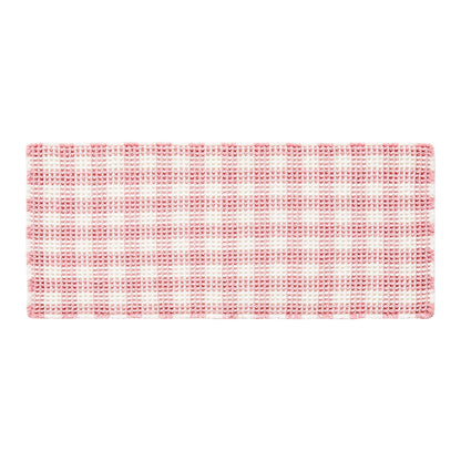 TYUU Waffle Runner Rug Bathroom, Long Boho Bathroom Rugs Non Slip Washable Absorbent Checkered Bathroom Mat Quick Dry Cute Bath Mat, 72"x24" Pink and White
