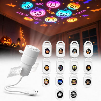 Halloween Projector Lights Indoor – Plug & Play with 14 Films, HD Glass & Color Films