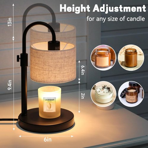 FINCMY Candle Warmer Lamp - Dimmable Wax Warmer with Timer & 2 Bulbs | Perfect Housewarming Gift for Women (Linen-Upgraded)