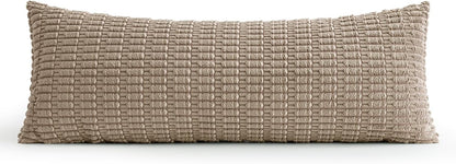 MIULEE Light Brown Long Body Lumbar Throw Pillow Cover - Soft Boho Decor 14x36 Inch for Couch & Sofa