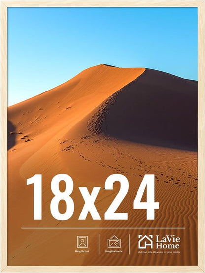 LaVie Home 18x24 Picture Frame - Classic Oak Frame with HD Plexiglas for Vertical/Horizontal Display