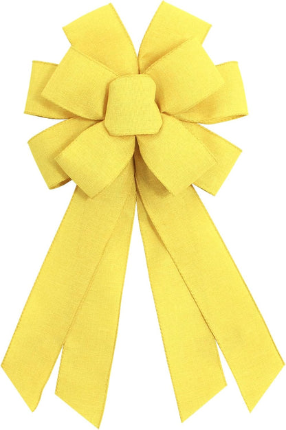 Skiennix Large Yellow Wreath Bow - Perfect for Fall & Thanksgiving Home Decor | Christmas Farmhouse Style
