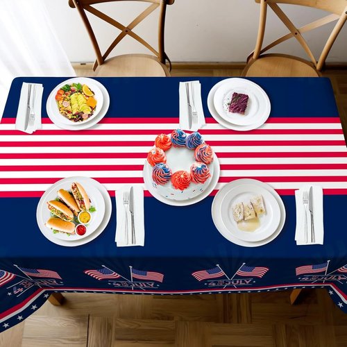 Childom Patriotic Tablecloth - Disposable American Flag Design | 54" x 108" for Fourth of July & Veterans Day Celebrations