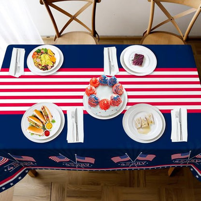 Childom Patriotic Tablecloth - Disposable American Flag Design | 54" x 108" for Fourth of July & Veterans Day Celebrations