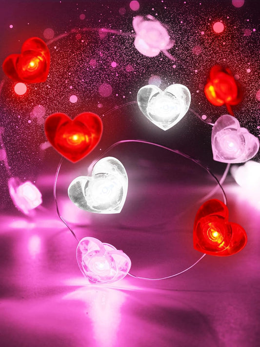 Skiennix Heart Fairy Lights - 10FT 30 LED Battery Operated String Lights | Waterproof for Indoor & Outdoor Valentine's Decor