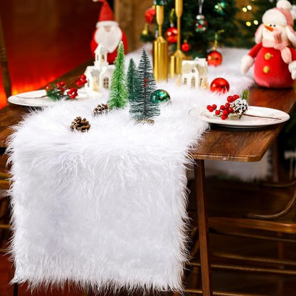 Drydiet Christmas Fake Snow Blanket - Fuzzy Faux Fur for Holiday Decor | 2.6 x 7.9 ft White Snow Decoration