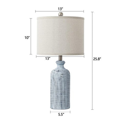 Ireliare Living Room Lamps Set of 2, 25.8" Ceramic Table Lamps for Bedrooms with Linen Shade, Modern Farmhouse Lamps for Nightstand with Rotary Switch