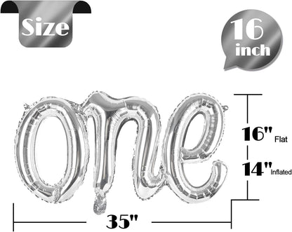 Silver One Balloons - Giant 1st Birthday Decorations for Boys & Girls | Perfect for 1 Year Old Celebrations