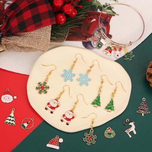 Acejoz Christmas Charms - 100 Pcs Gold Enamel Jewelry Pendants for Bracelets & Earrings