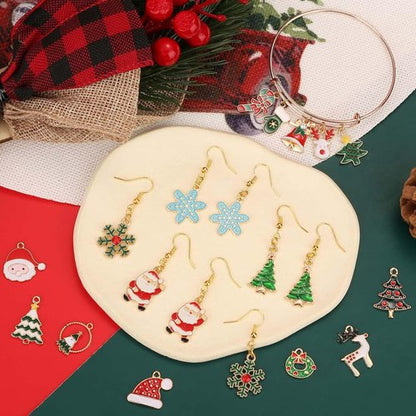 Acejoz Christmas Charms - 100 Pcs Gold Enamel Jewelry Pendants for Bracelets & Earrings