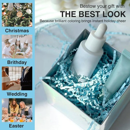 Corlcol 200g(7oz) Crinkle Paper Filler, Gift Box Baskets for Easter, Birthday, Wedding, Decoration(Light Blue)