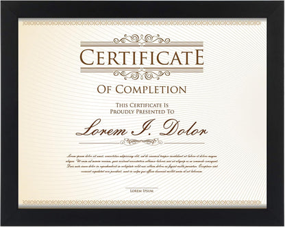 RUN HELIX 8.5x11 Picture Frame - Elegant Document & Diploma Display for Wall or Tabletop - Black