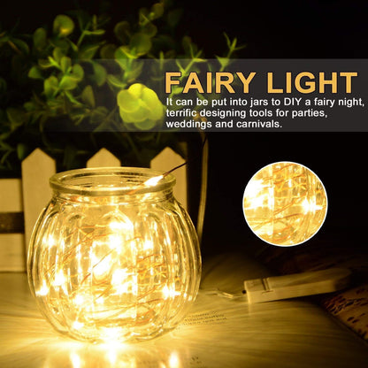 XINKAITE LED Fairy Lights - Battery Operated String Lights for Indoor & Outdoor Decor | 10Ft Warm White