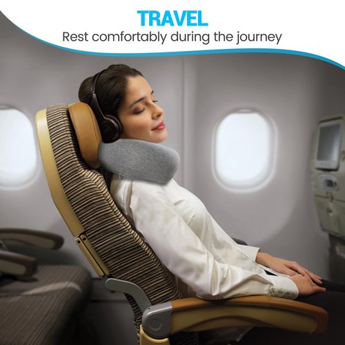 KFXFENQ Travel Pillow, 360°Memory Foam Neck Pillow Airplane, Travel Pillows for Airplanes, Airplane Pillow, Soft Neck Pillow Stowable U-Shaped Pillow (Grey)